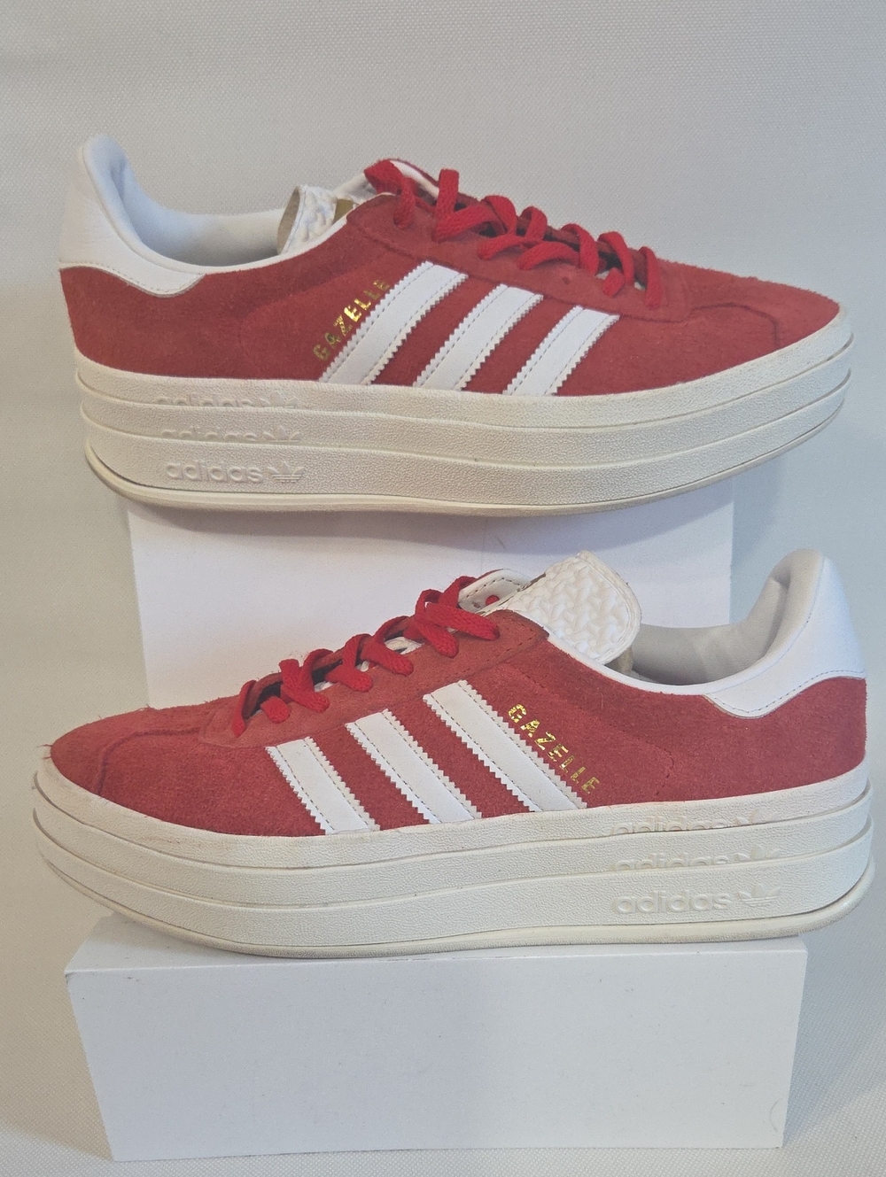 Adidas Gazelle Bold Platform Suede Sneakers - Red/White Size 9